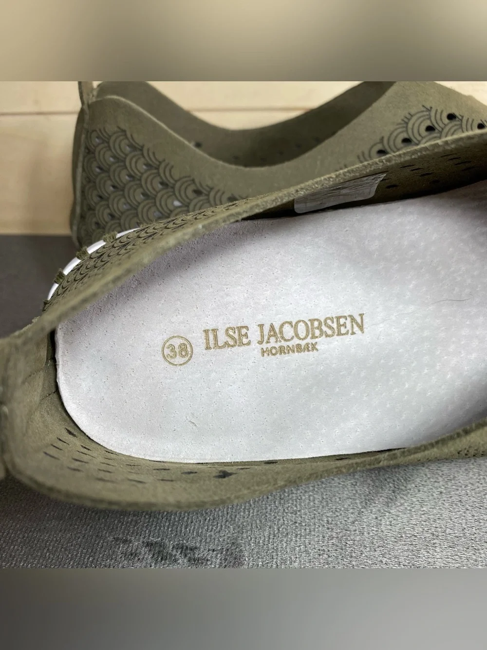 Ilse Jacobsen Tulip Platforms Olive Green Women's Size 8 Shoes EU38 Slip-Ons